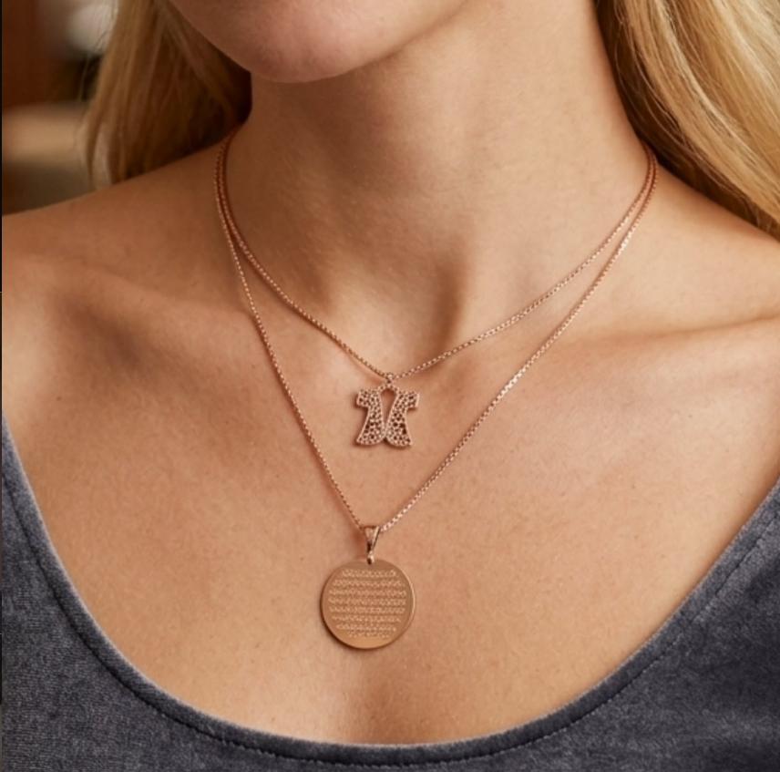 925 Ayar Rose Gold İkili Kaftan Gümüş Kolye