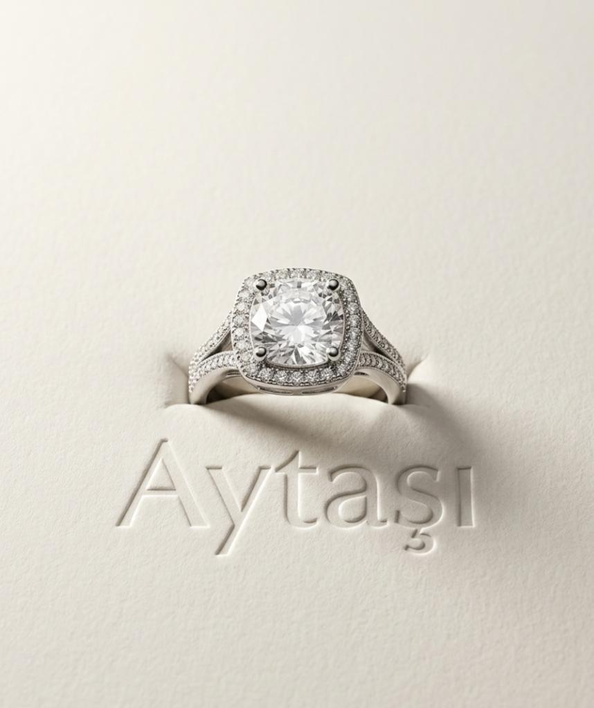 925 Ayar Cushion Halo Gümüş Yüzük